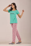 Sweet Moon Knit Cotton Pyjama Set - Lightviolet Aqua — thumbnail 3